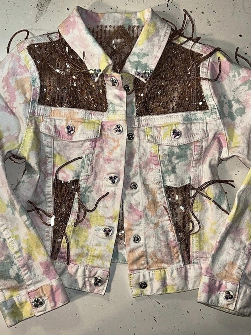Custom Multicolor Embellished Jean Jacket